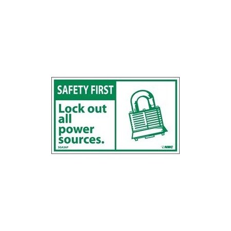 Nmc SAFETY FIRST, LOCKOUT ALL POWER SGA3AP